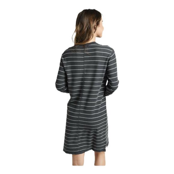 ATM ANTHONY THOMAS MELILLO T-Shirt Dress Piqie Striped Cotton Jersey Gray NWT - Picture 3 of 9